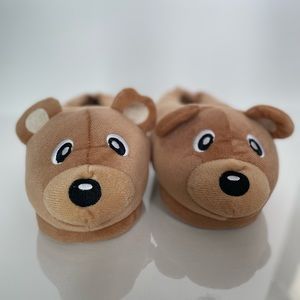 Kids Teddy Bear 🧸 Plush Slippers - Tan & Brown